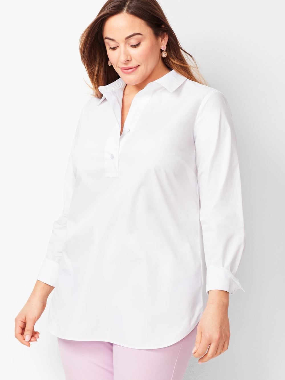 Talbots Plus Cotton Poplin Popover Tunic Shirt Top Size 1X Classic NWT